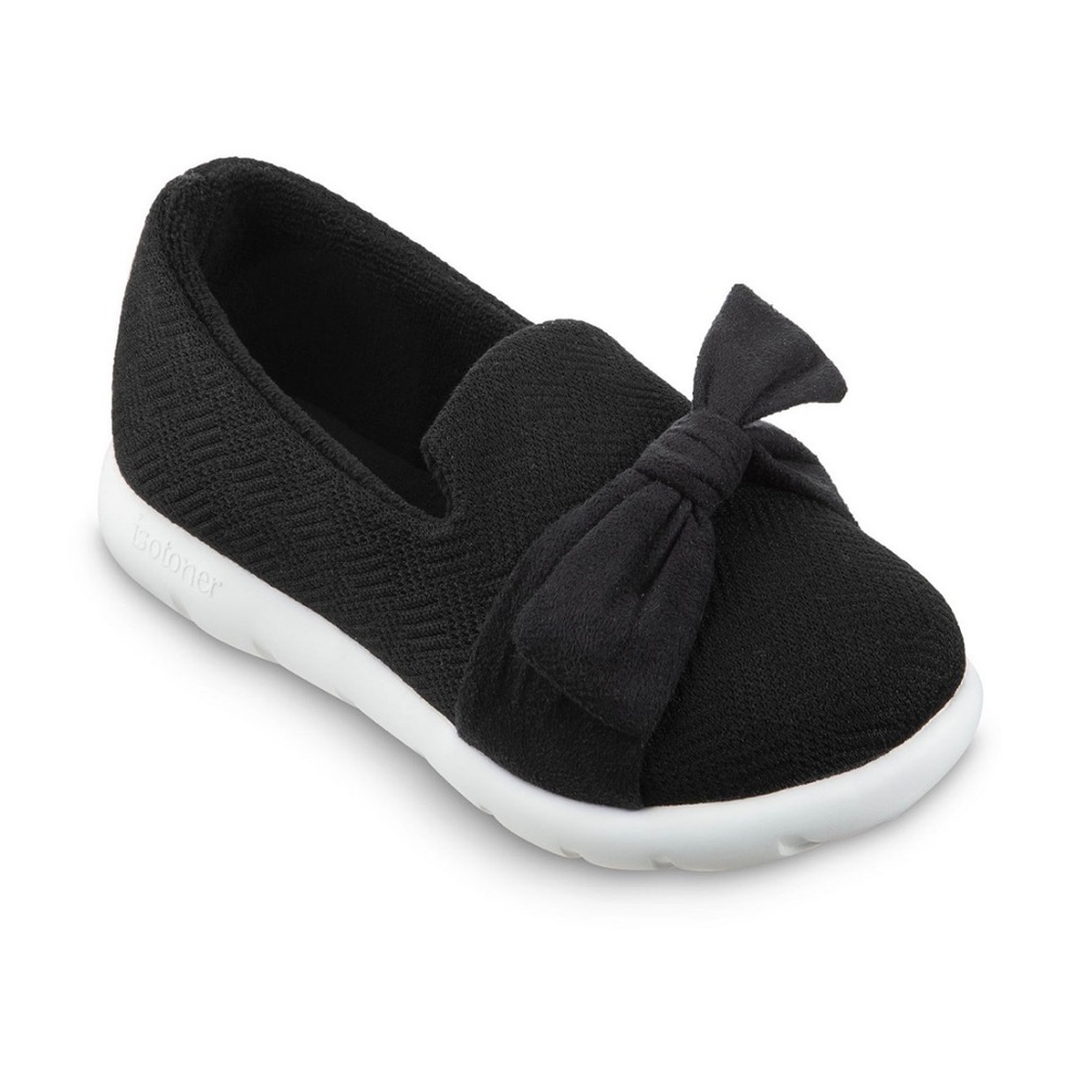 NWOT ISOTONER SIGNATURE Zens Indoor/Outdoor Black slip-ons with bow, sz 11